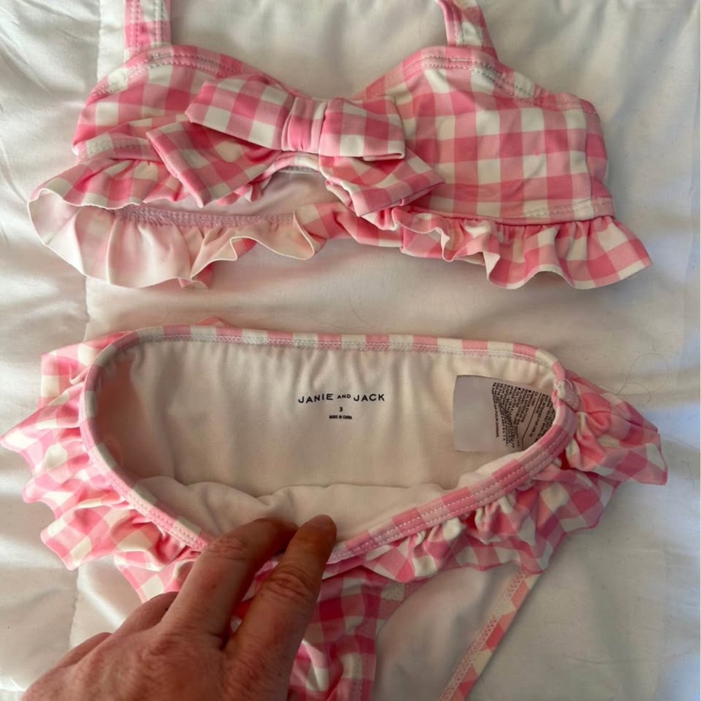 Janie and Jack Pink Checkered Kids Bikini - Picture 2 of 2